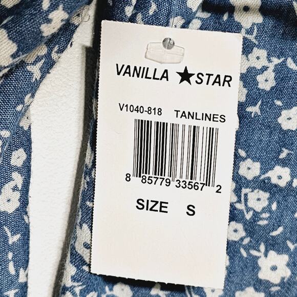 Vanilla Star Pearl Snap Button-Up Top Chambray Floral Size S NWT Cottage Country - Picture 10 of 10